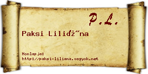 Paksi Liliána névjegykártya